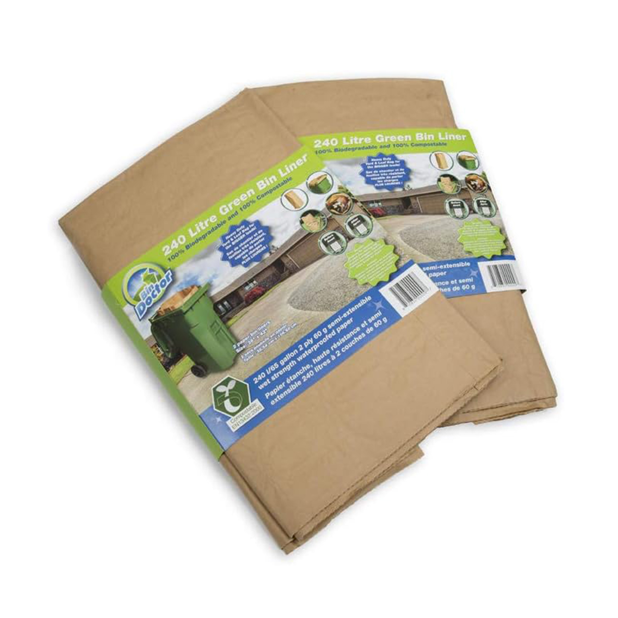 240 litre green bin liner packaging