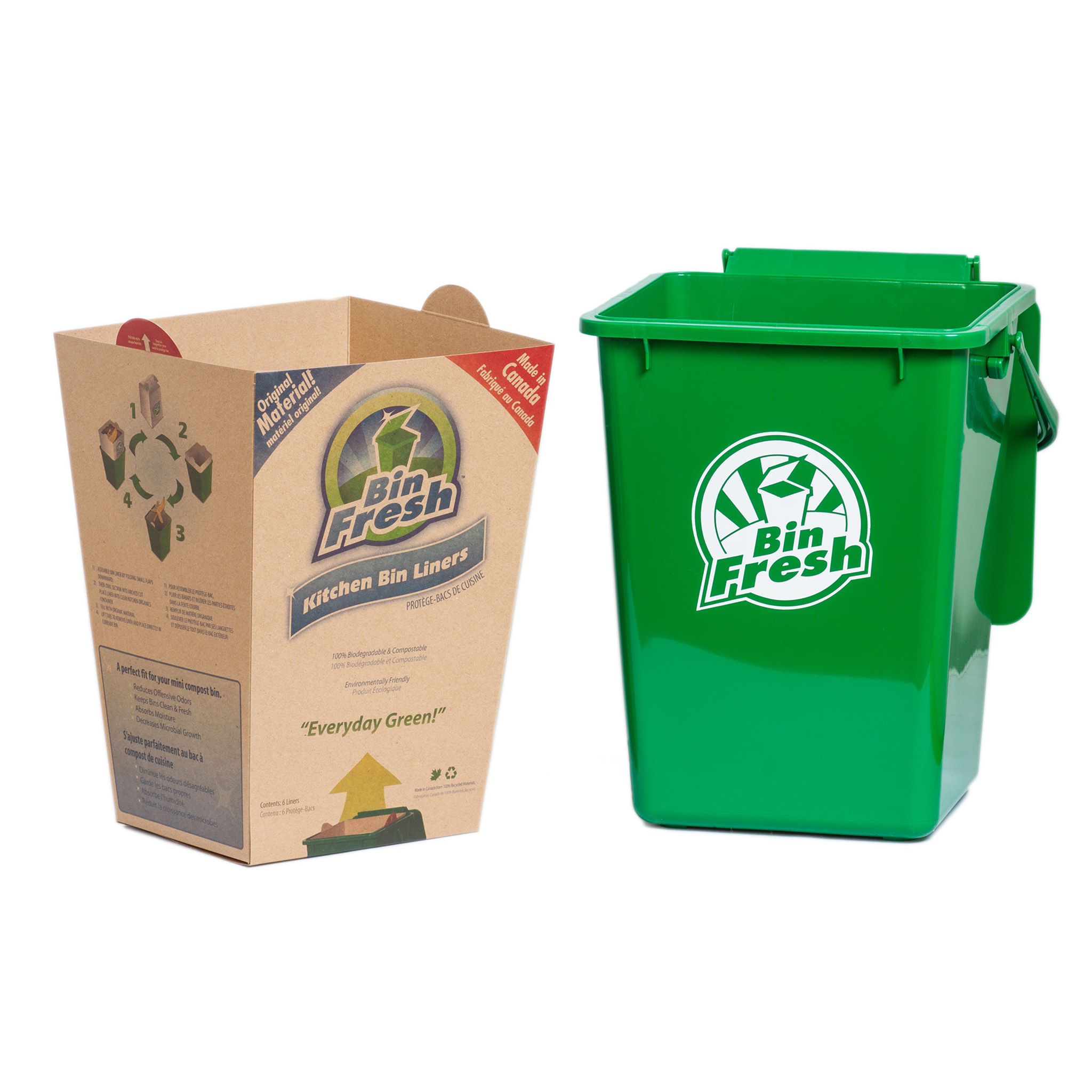 9l Kitchen Composter Bin and bin liner shown together